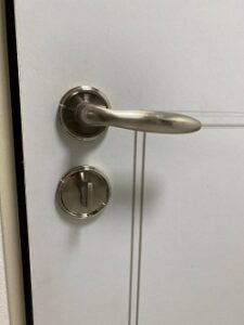 Nickel handle for the door
